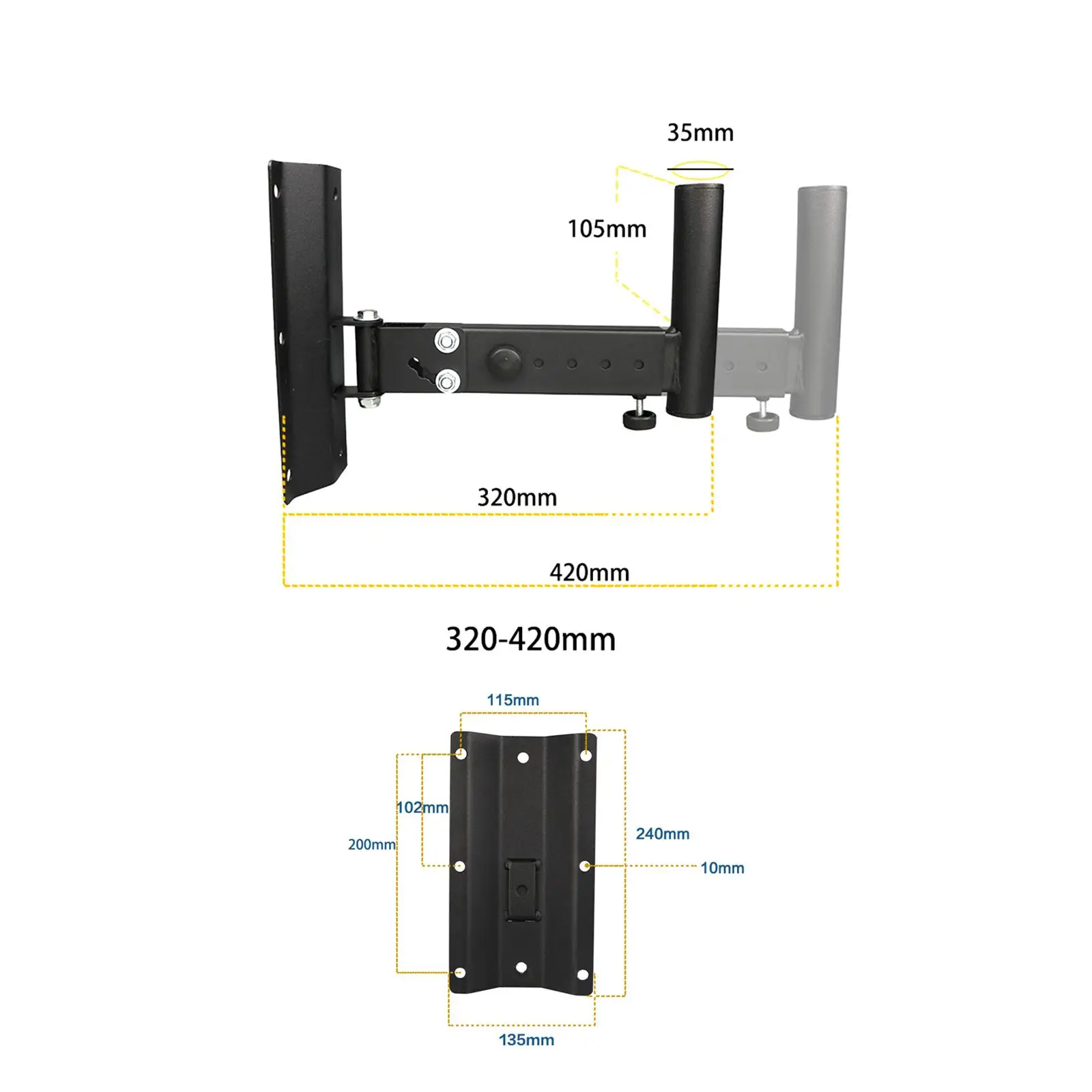Adjustable Telescopic Speaker Wall Holder Bracket Steel Mount for Teaching Speaker Small Professional Speaker