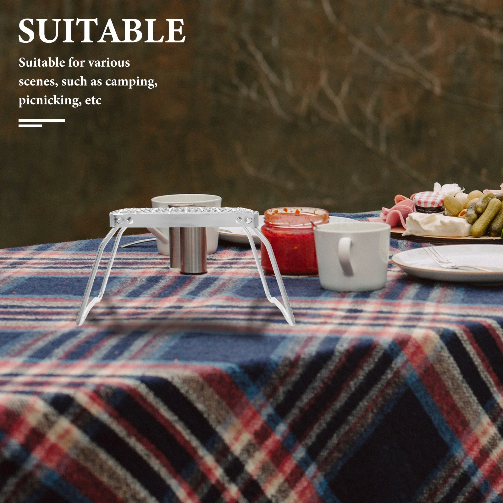 

Outdoor Pot Extended Foldable Stainless Steel BBQ Grill Stand Portable Stainless Steel Grill Camping Cooking Portable Charcoal