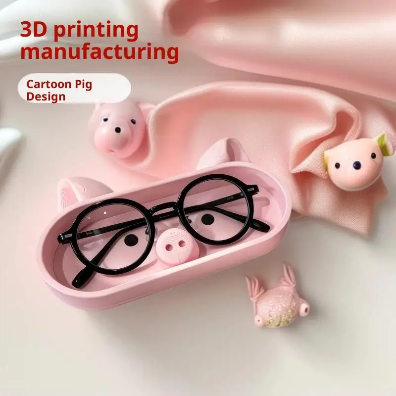 Pig Shaped Glasses Holder Tray Cute Soft Anti-Scratch Surface Desktop Organizer for Bedroom Study Desk Home Use