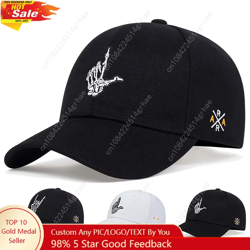 Unisex Skeleton Fingers Embroidery Baseball Caps Spring Autumn Outdoor Adjustable Casual Hats Sunscreen Hat