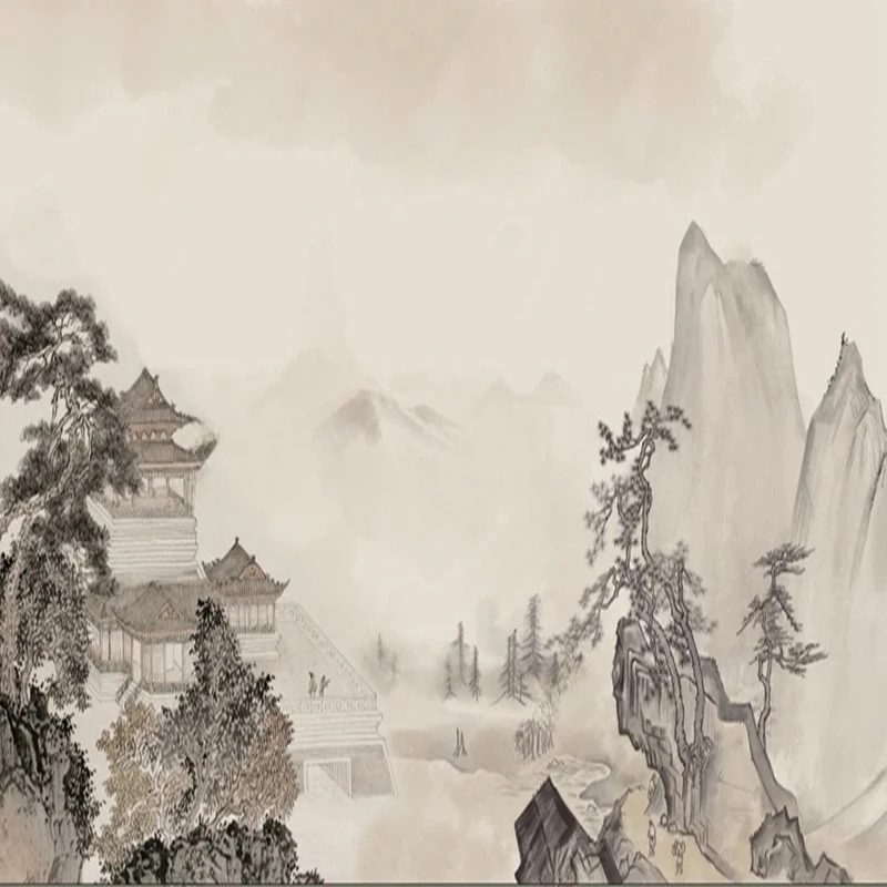 MU8022 Mural Wallpaper 3D Hand-painted Oil Painting Landscape Abstract Chinese Style Wall Painting Living Room Bedroom Home Deco