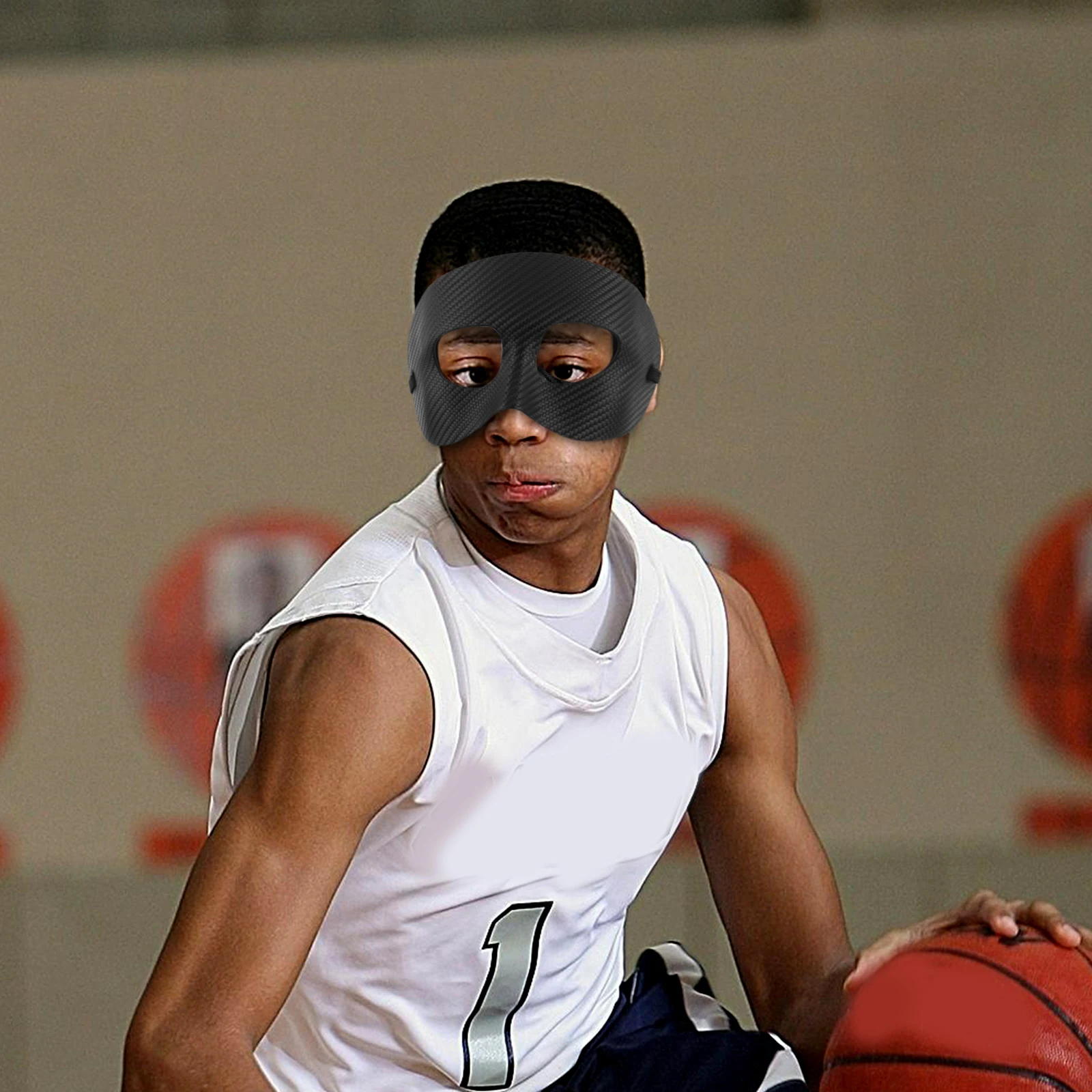 

Sports Mask Black Nose Cheek Guard Men Protective Face Cover for Basketball Football Competition Male Masquerade Mask