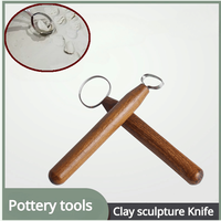 Pottery Carve Knife Wooden Handle Stainless Steel Head DIY Polymer Clay Fine Carve Repair Texture Modeling Ultra Light Clay Tool