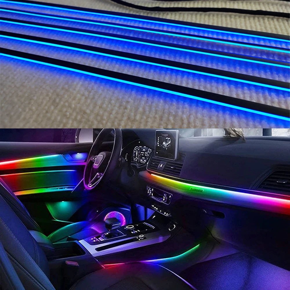 RGB LED Car Interior Ambient Light Neon Acrylic Guide Strip Backlight Symphony Decorative Atmosphere Lamp Accessories