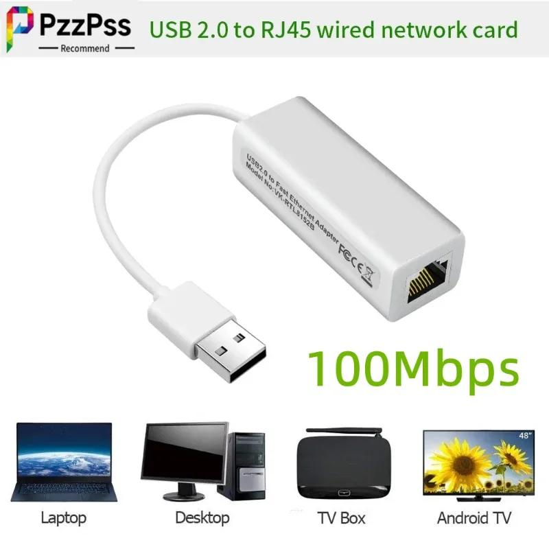 

NEW 100Mbps Wired Network Card USB 2.0 To RJ45 Lan Network Card 100Mbps Ethernet Adapter For Macbook Laptop PC Windows 7/8/10
