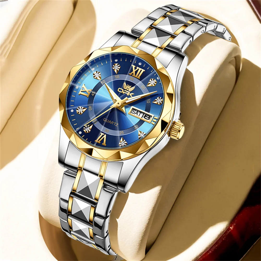 Olevs Merk Opk Dameshorloges Casual Mode Origineel Quartz Horloge Voor Meisjes Waterdicht Lichtgevende Date Week Exclusief Nieuw Model