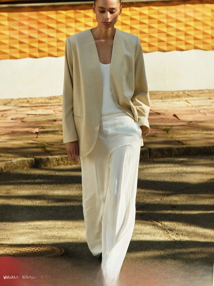 

Faionable Casual Wide Leg Pants Spring Women's Wear H&M Twill Cloth High Waist Long Trousers Polyester Fiber Rayon