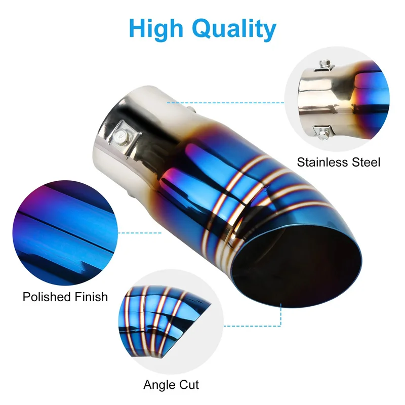 1 قطعة كاتم صوت عادم السيارة العالمي عالي الأداء من الفولاذ المقاوم للصدأ مباشرة من خلال كاتم صوت العادم يعزز الصوت والأناقة #4