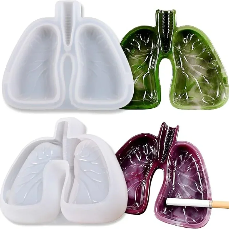 2026new model advanced diy crystal drop resin lung shaped ashtray storage box silicone mold