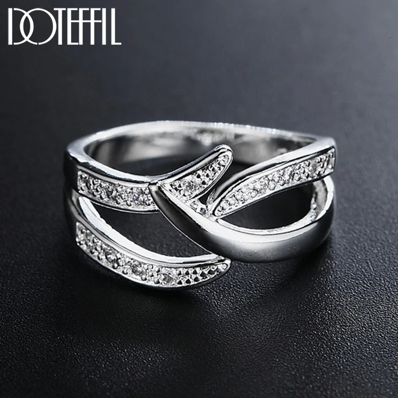 

DOTEFFIL 925 Sterling Silver AAAAA Zircon Ring Classic For Woman Fashion Wedding Engagement Party Gift Charm Jewelry