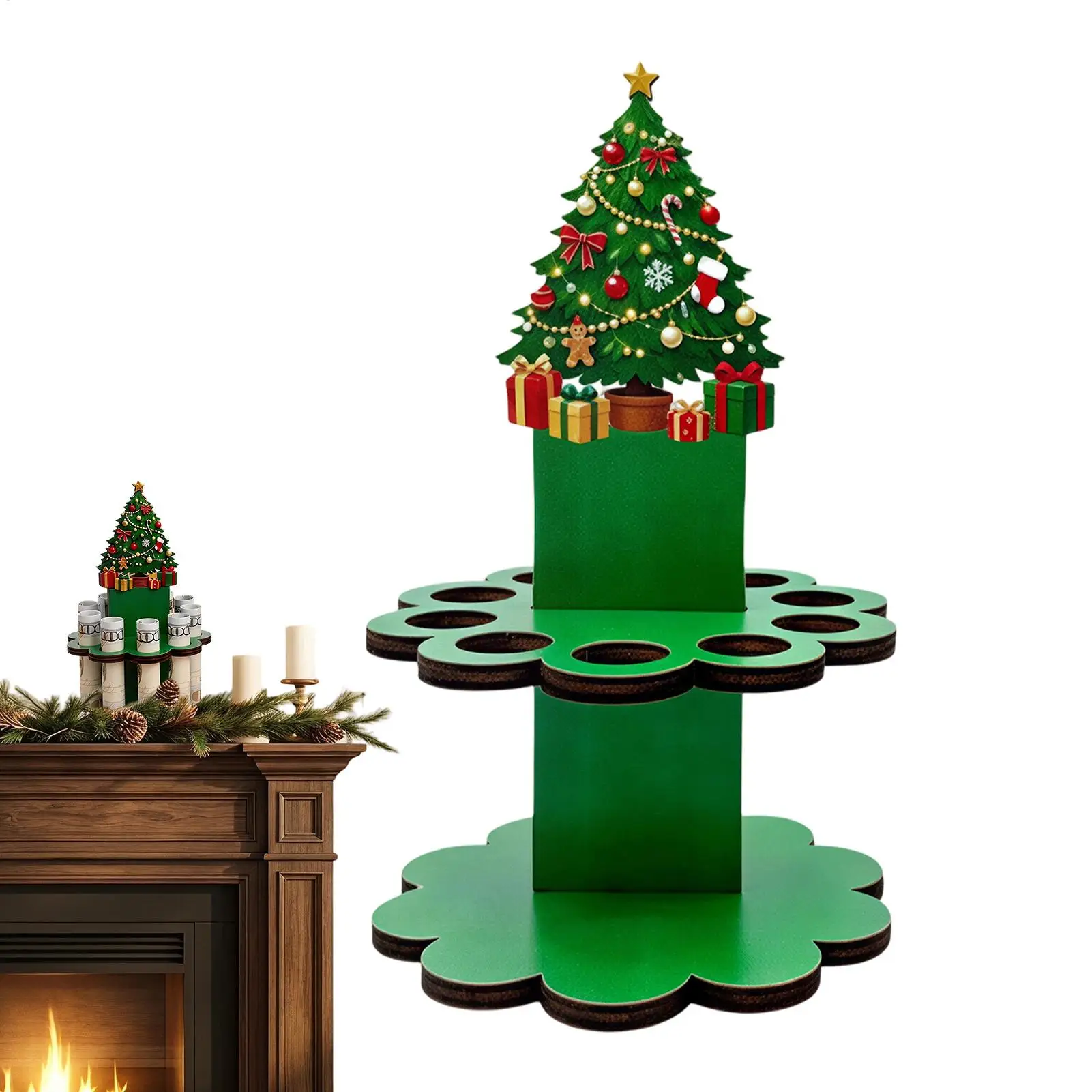 Christmas Money Tree Wooden Slotted Cute Tree Rack Ornament Money Holders Xmas Party Desk Decor Gift for Family Friend