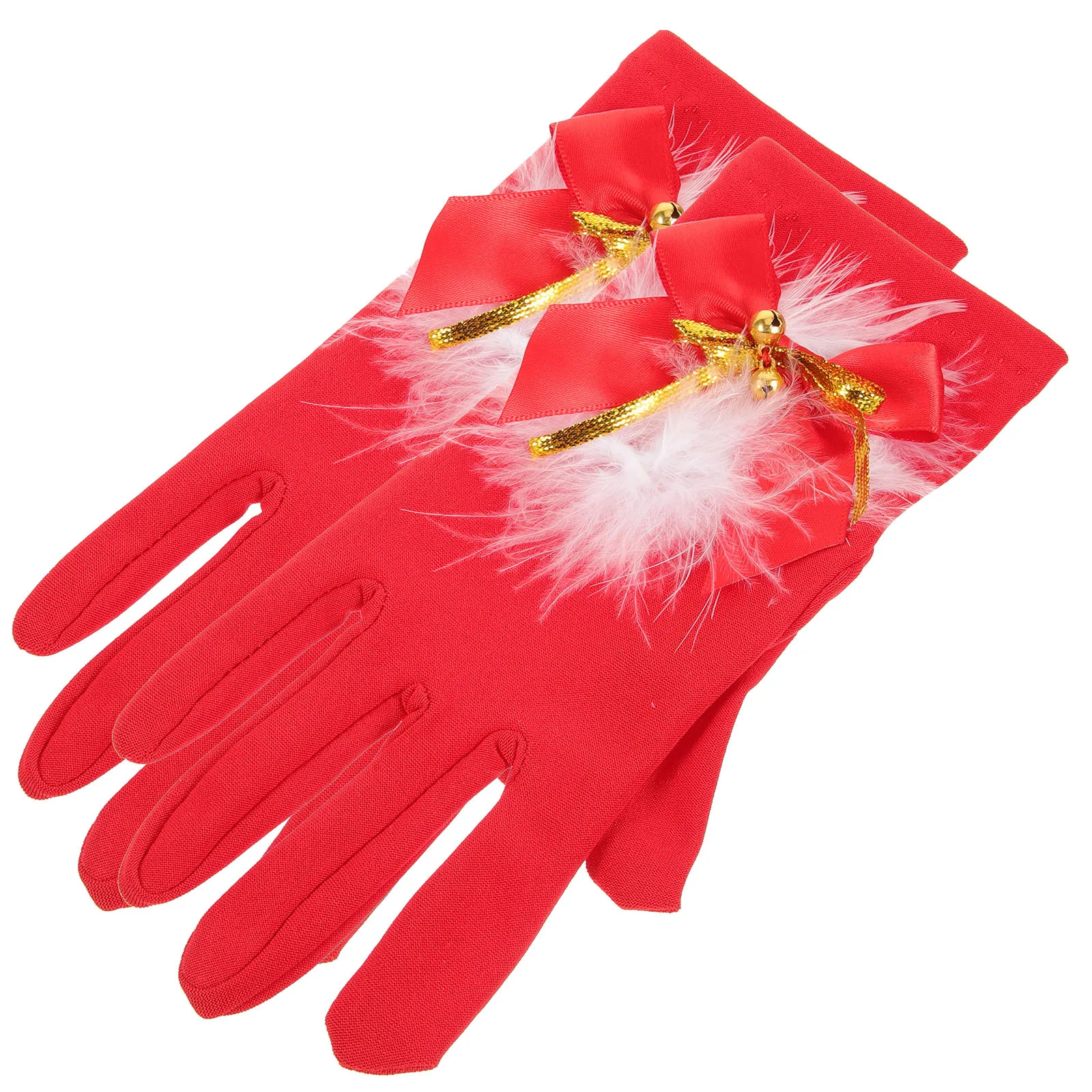 

1Pair Christmas Gloves Women Warm Red Short Furry Style Full Finger Outdoor Foldable Fashion Winter Party Essential