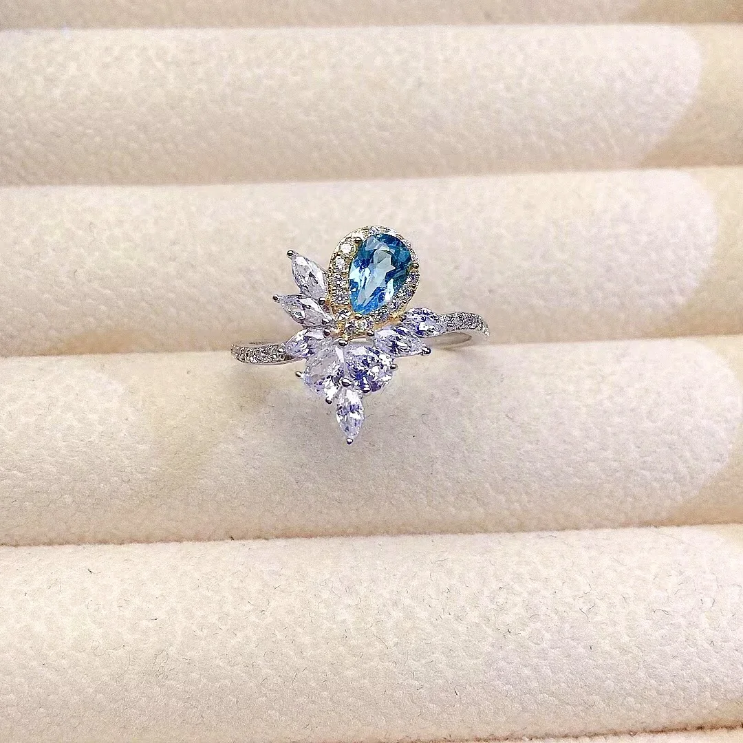 

Ослепительное серебряное кольцо с топазом для молодых девушек, 4 мм * 6 мм, кольцо из натурального топаза класса VVS, твердое серебро 925 пробы, ювелирные изделия с топазом