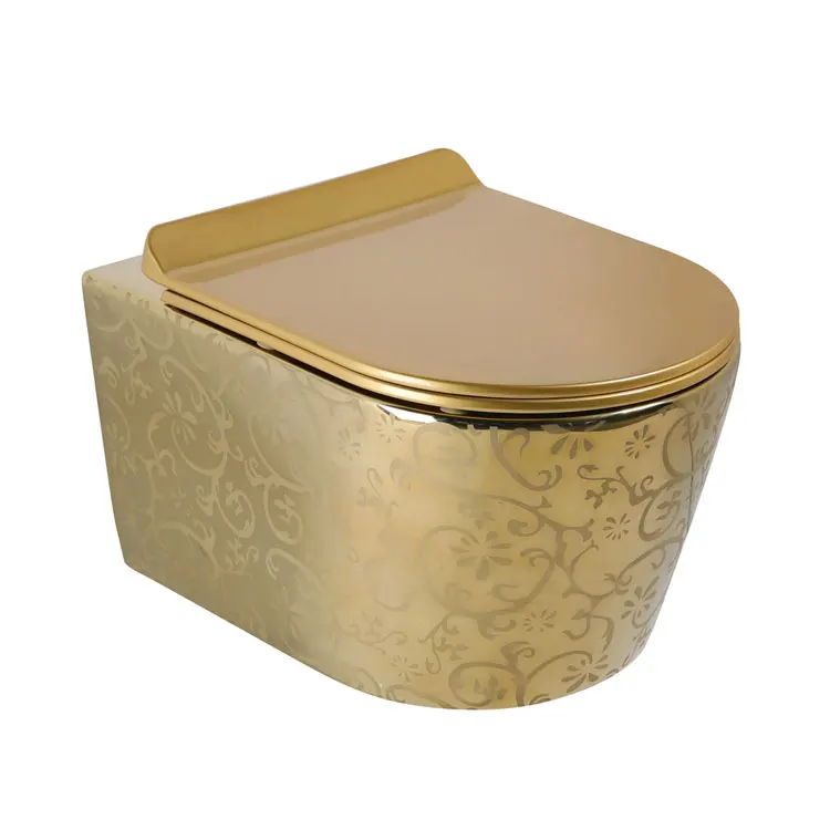 Hot Selling Golden Colored Wall-hung One Piece Wc Toilet For Middle East Market