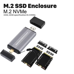M2 SSD Case USB A USB C M.2 NVME 2230 2242 SSD Enclosure USB 3.2 10Gbps To NVMe M-Key External Solid State Drive Portable Box