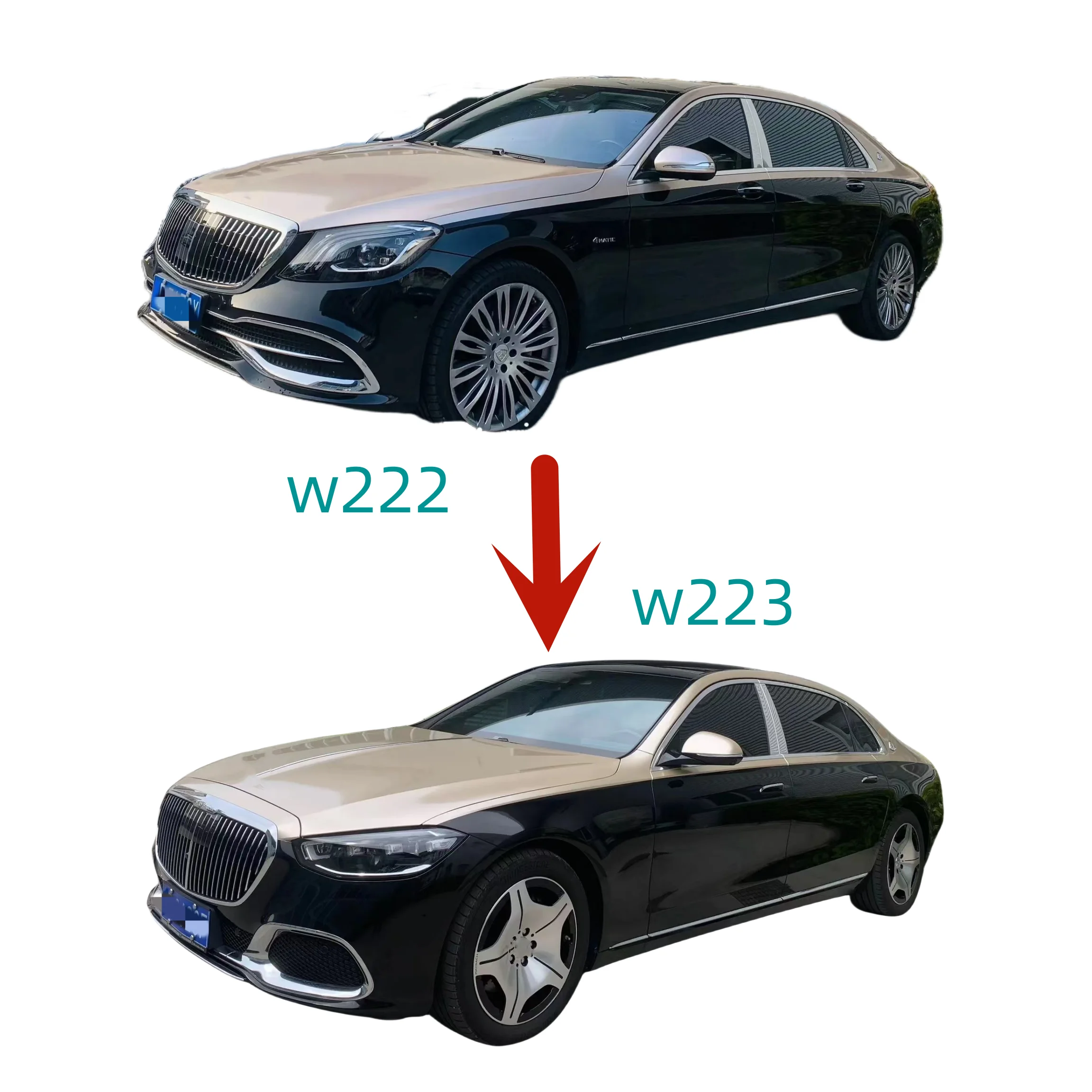 Car Accessories W221 Upgrade To W223 Body Kits for Mercedes Benz S Class W222 Facelift To 2021 Maybach Model Look