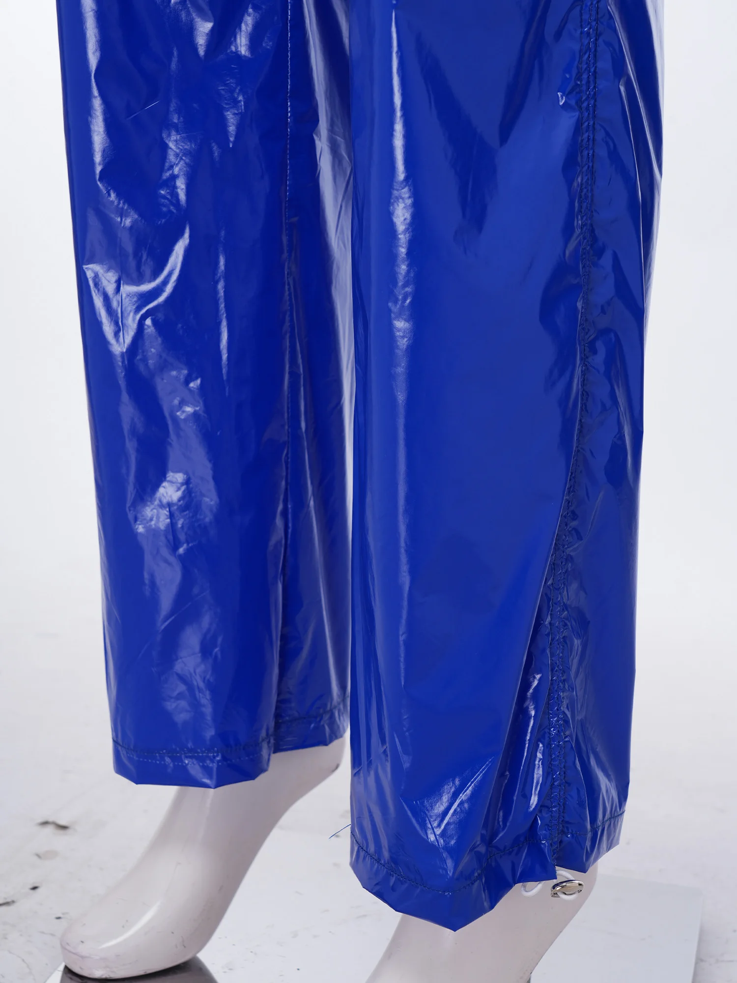 

Women Glossy Cargo Pants Hip Hop Street Dance Costume Waterproof Elastic Waistband Overalls Pants for Dancing Music Party Club
