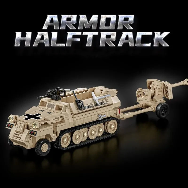 

Броня Halftrack Танк Сборка Строительные Блоки Кирпичи Вторая Мировая война WW2 Армия Военные Солдаты SWAT Blitz Детские игрушки Подарок
