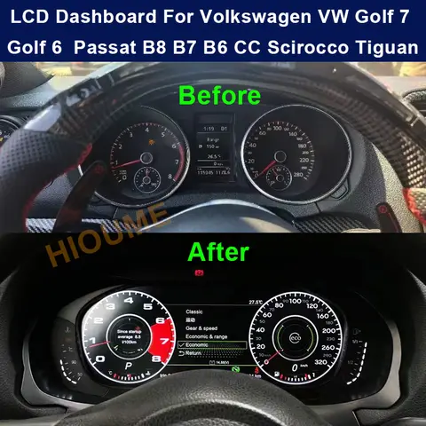 For VW Golf 7 Golf 6 GTI Passat B8 B7 B6 CC Scirocco Digital Dashboard Panel Virtual Instrument Cluster CockPit LCD Speedometer
