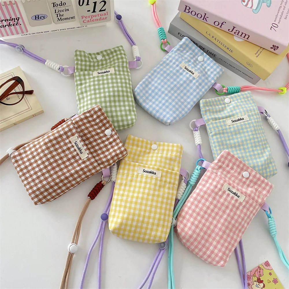 

Gingham Check Phone Bag Miscellaneous Storage Bags Walking Key Card Bag Coin Purse Girls Shoulder Bag Crossbody Bags Phone Pouch