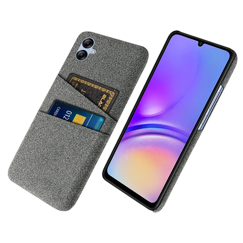 For Samsung Galaxy A05 Case Luxury Fabric Dual Card Cover For Galaxy A05 SM-A055F SM-A055F/DS SM-A055M SM-A055M/DS Capa Funda