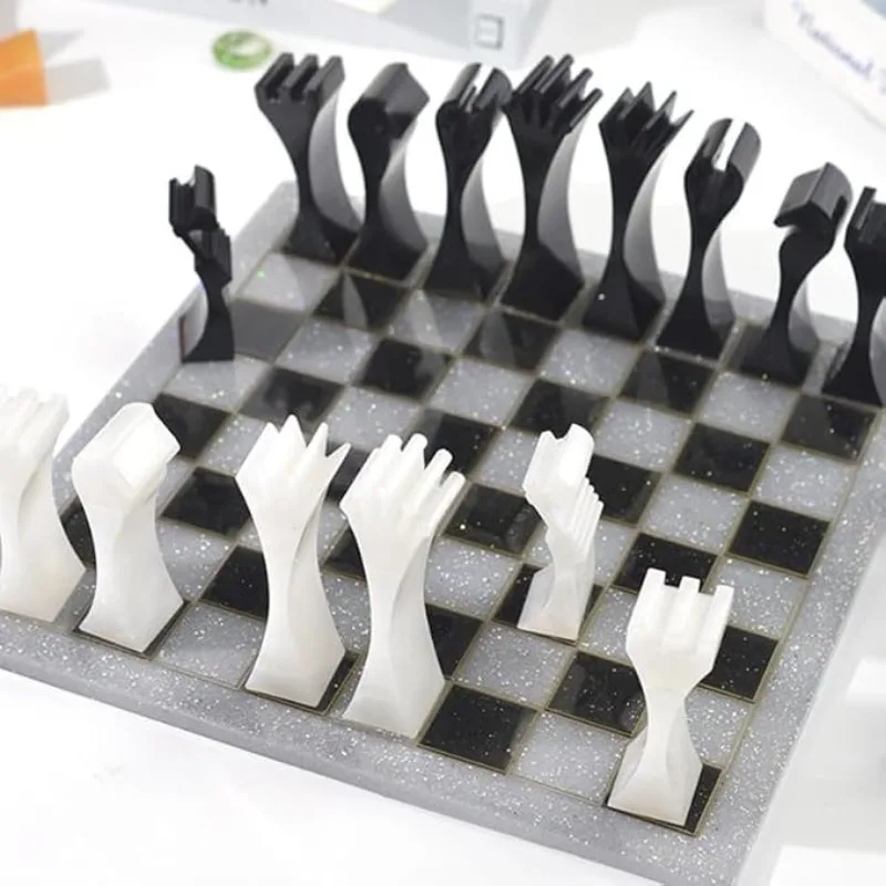 2pcs Chess Molds Silicone Moulds for Epoxy Resin Craft Chess Pieces Making Tray Flexible and Reusable Molds with Smooth Surface