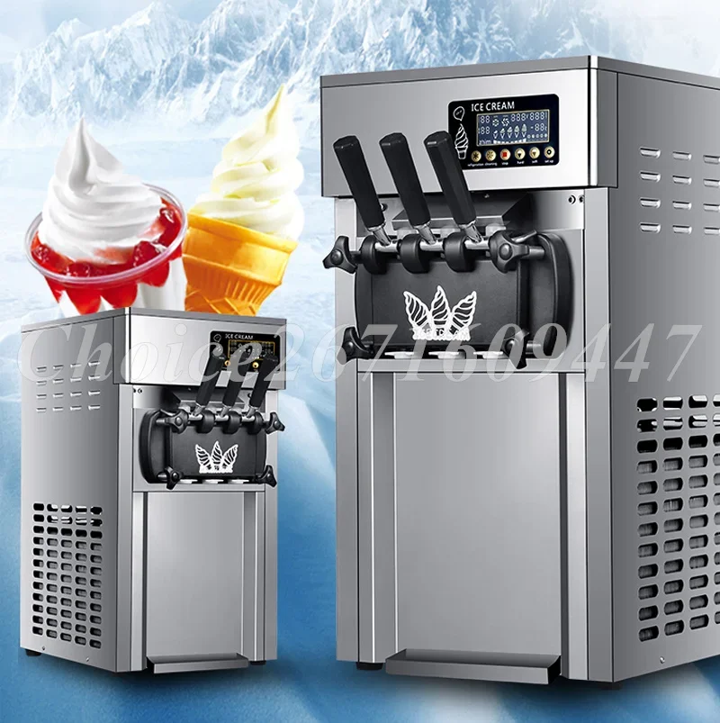 Multifunctional Soft Ice Cream Machine Automatic Sweet Cone Ice Cream Vending Machine 18l/H Three Flavors Soft Ice Cream Machine