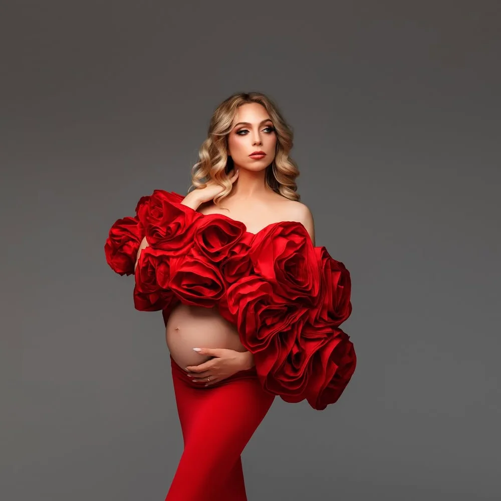 

Photography Pregnancy Blouse Women Jacket Foral Ruffles Off Shoulder Fashion Female Women Tops Maternity Tierred Layered