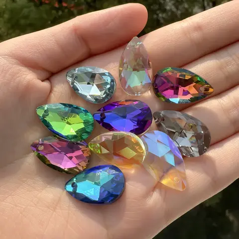 8pcs 13x22mm Single Hole Glass Water Drop Shape Charms Pendant for Jewelry Making fit Bracelet Necklace DIY Crafts Accessories