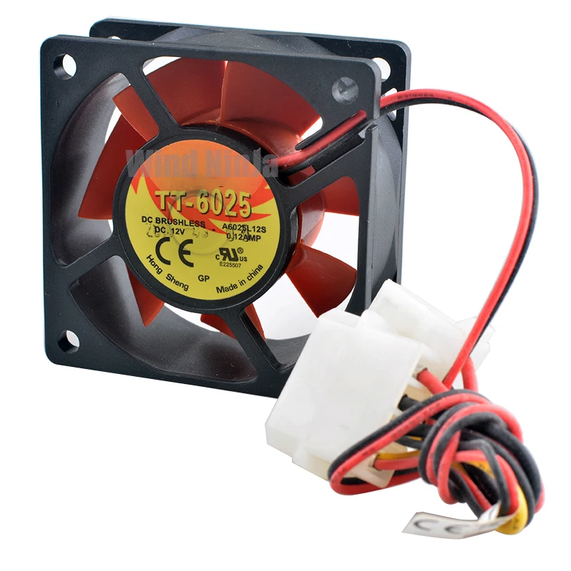 TT-6025-ventilador de refrigeración silencioso para chasis, fuente de alimentación de CPU, A6025L12S, 6cm, 60mm, 60x60x25mm, DC12V, 0.12A