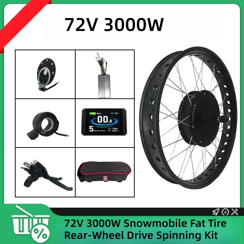 72V 3000W Fat Tire Ebike Kit Rear Hub Motor For Snow Bike Beach Bicycle Conversion Freewheel Electric Mountain Bike Drive Part