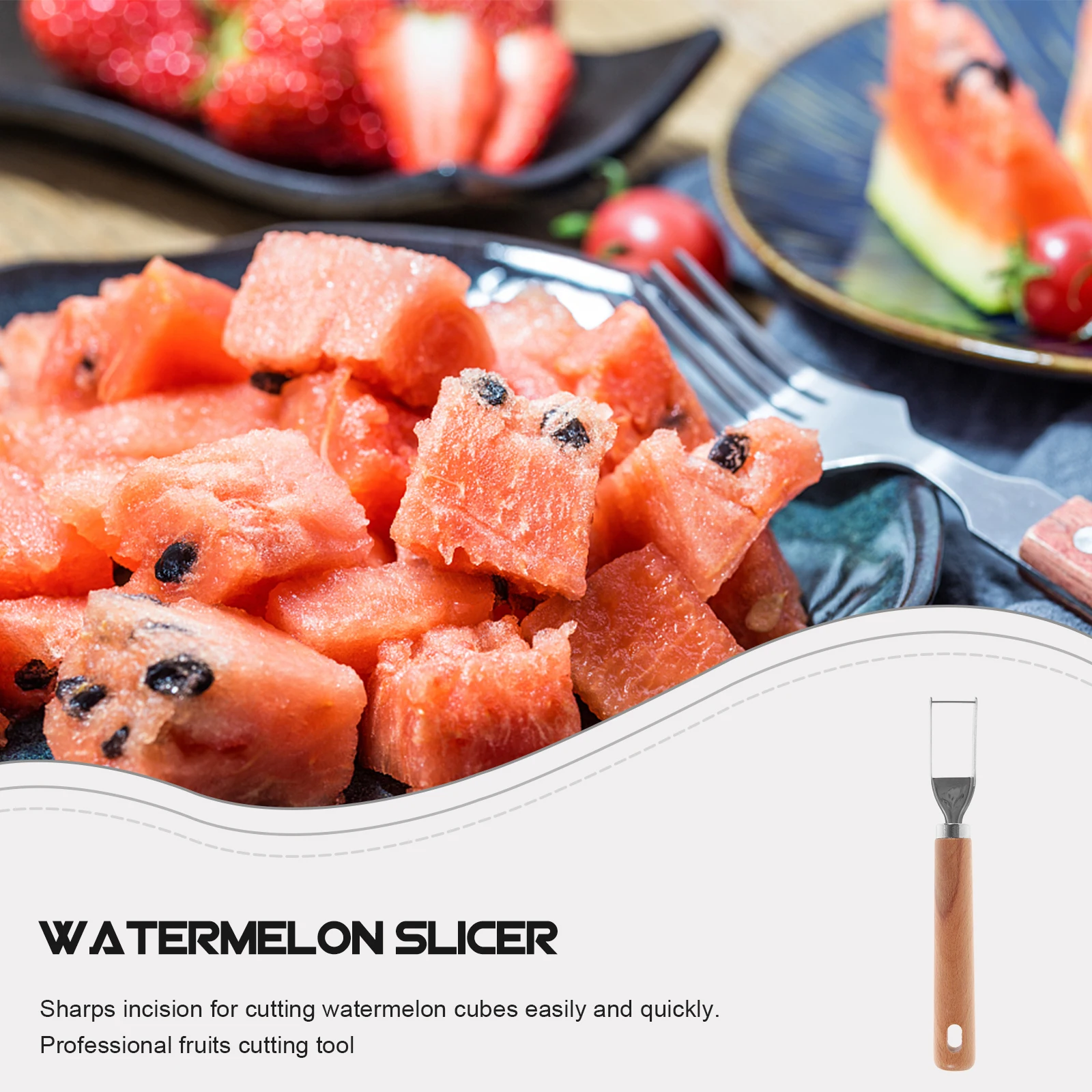 

Watermelon Fruit Slicer Kitchen Gadgets Wear Resistant Melon Tool Portable Fruits Fork Stainless Steel Watermelon Cutting
