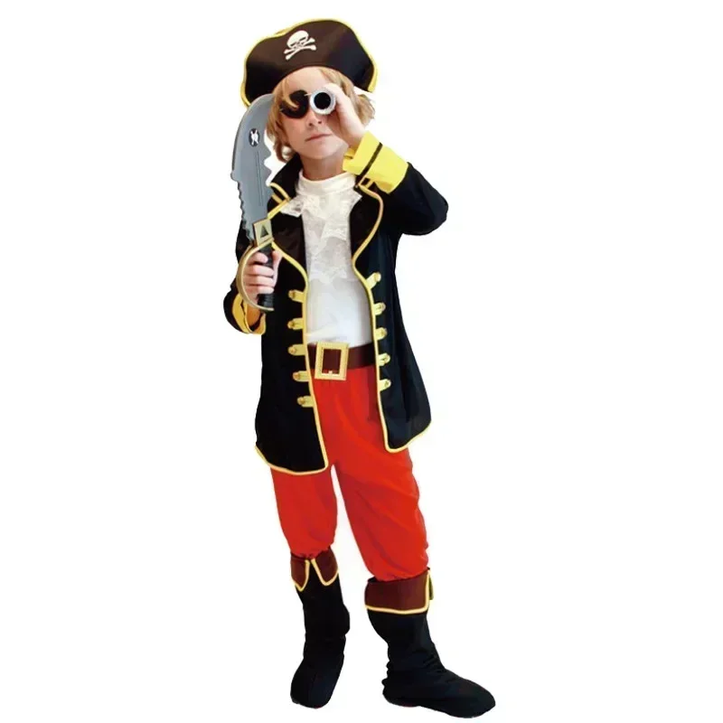 New Kids Boys Pirate Costume Children Captain Jack Cosplay set for Christmas New Year Purim Pirate Clothes Halloween Costumes