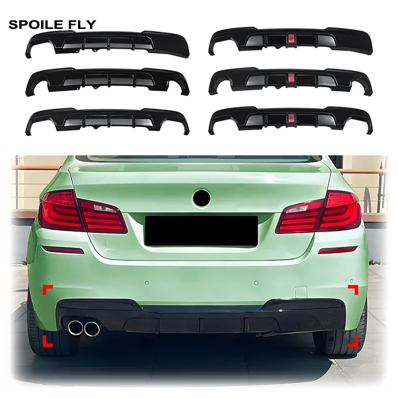 2011 To 2017 For BMW 5 Series F10 F11 M Sport MP M Performance Style Car Rear Bumper Lip Diffuser Splitter By Gloss Black ABS