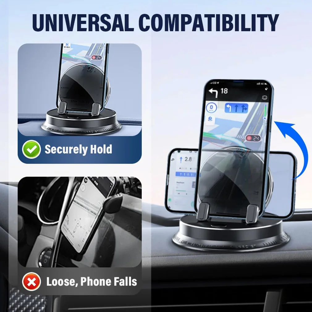 Electric Car Phone Holder 360° Rotation Wireless Charging Phone Mount Non-Slip Cell Phone Bracket for iPhone Android Smartphones