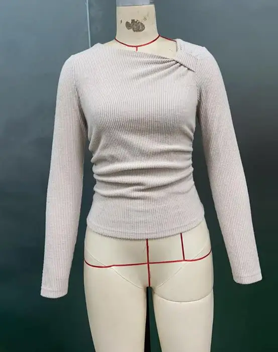 

Top Women 2025 Spring Autumn New Solid Color Elastic Basic Temperament Long Sleeve Casual Slim Fit Daily Knitted Top