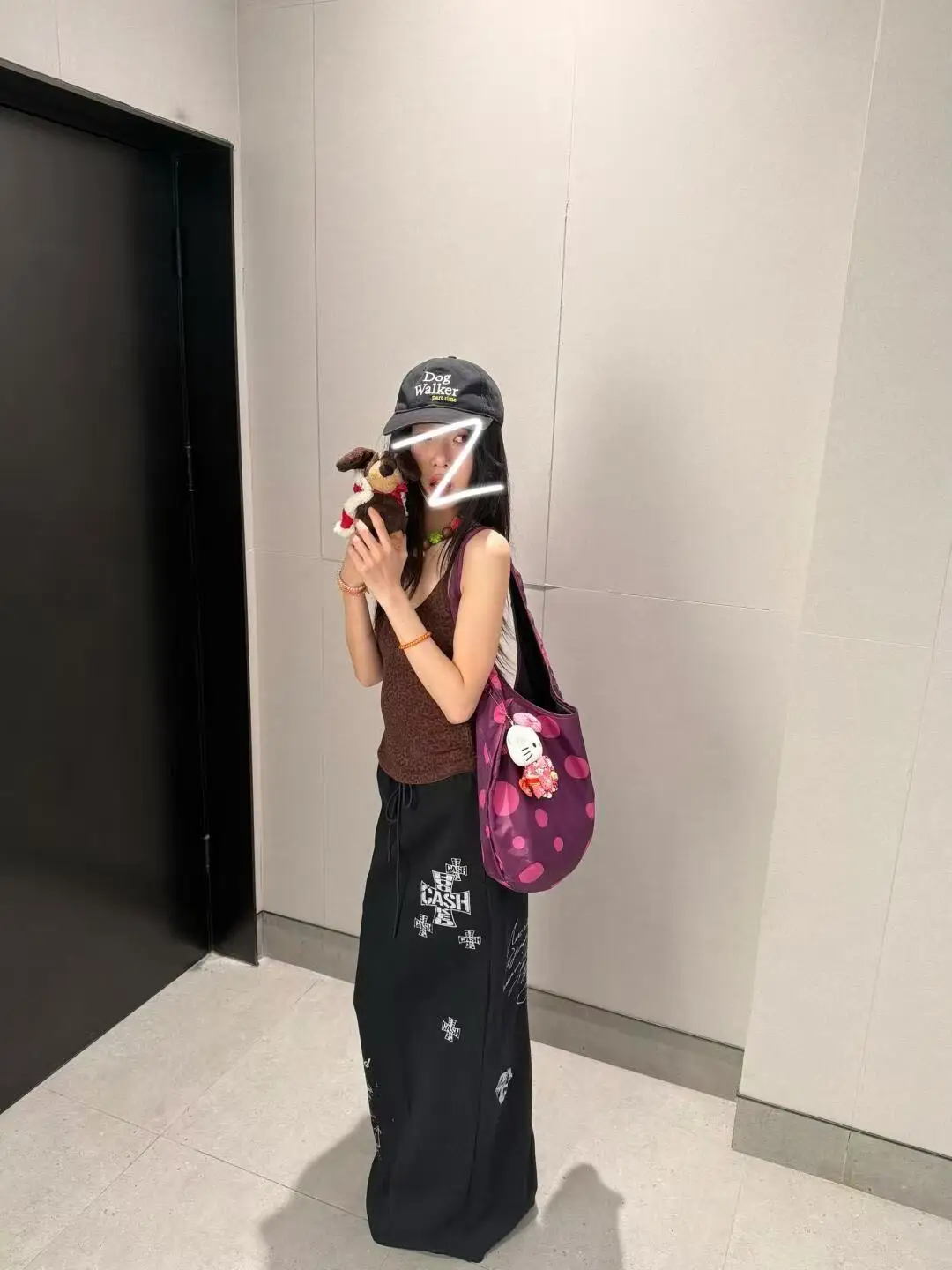 

Summer New Purple Polka Dot Arc Design Large Capaci Canvas Bag Underarm Tote Bag Faion Trend Youth Daily Match oulder Bag