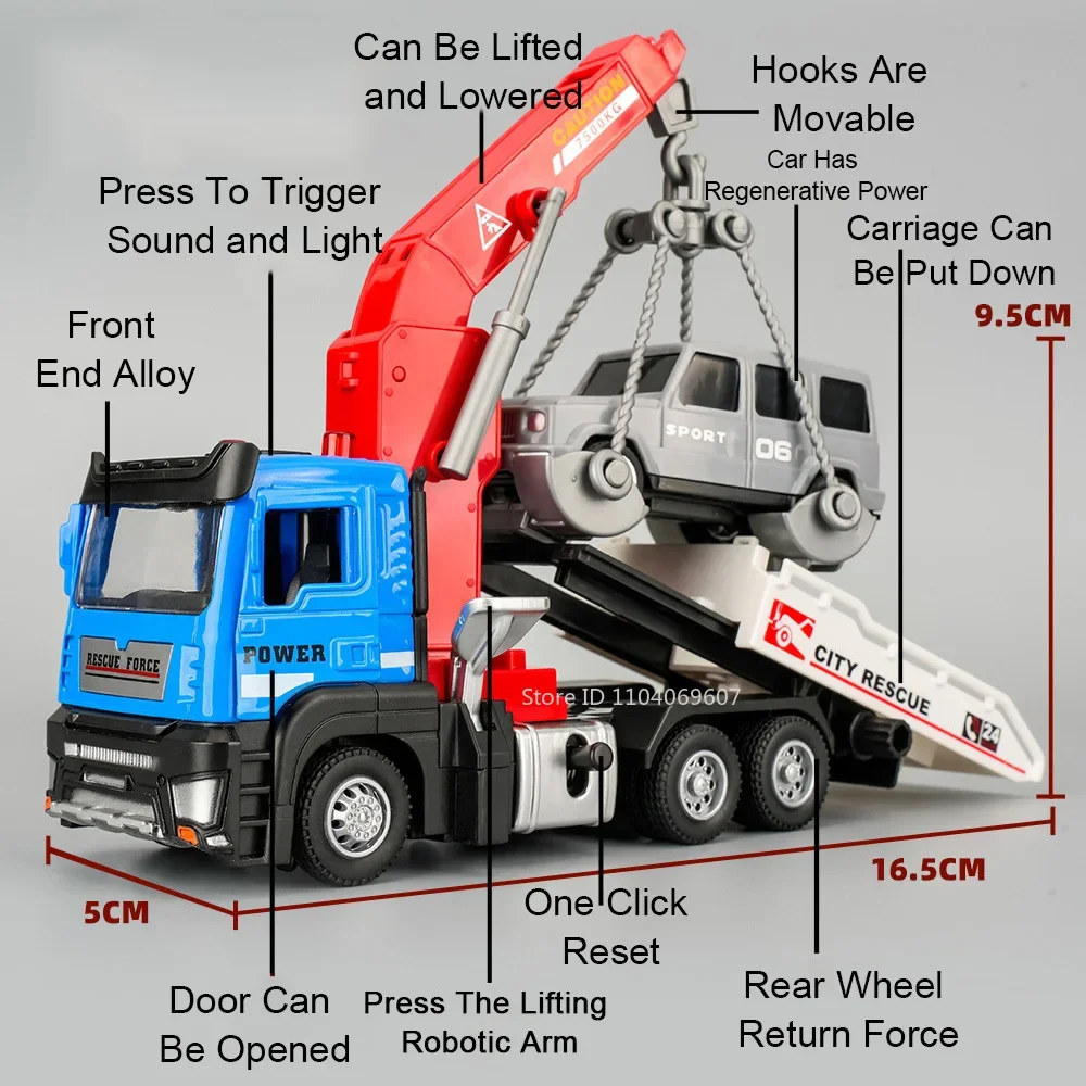 Modèle Miniature de jouets, véhicules de sauvetage à pression d'air, en métal moulé sous pression, son et lumière, véhicule d'ingénierie pour enfants, cadeaux