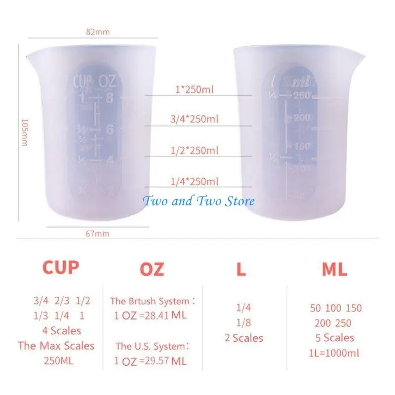 

HX6F Silicone Measuring Cups Flexible Mixing Cups and pourable Baking Cups for DIY Resin Casting Painting Jewelry Making