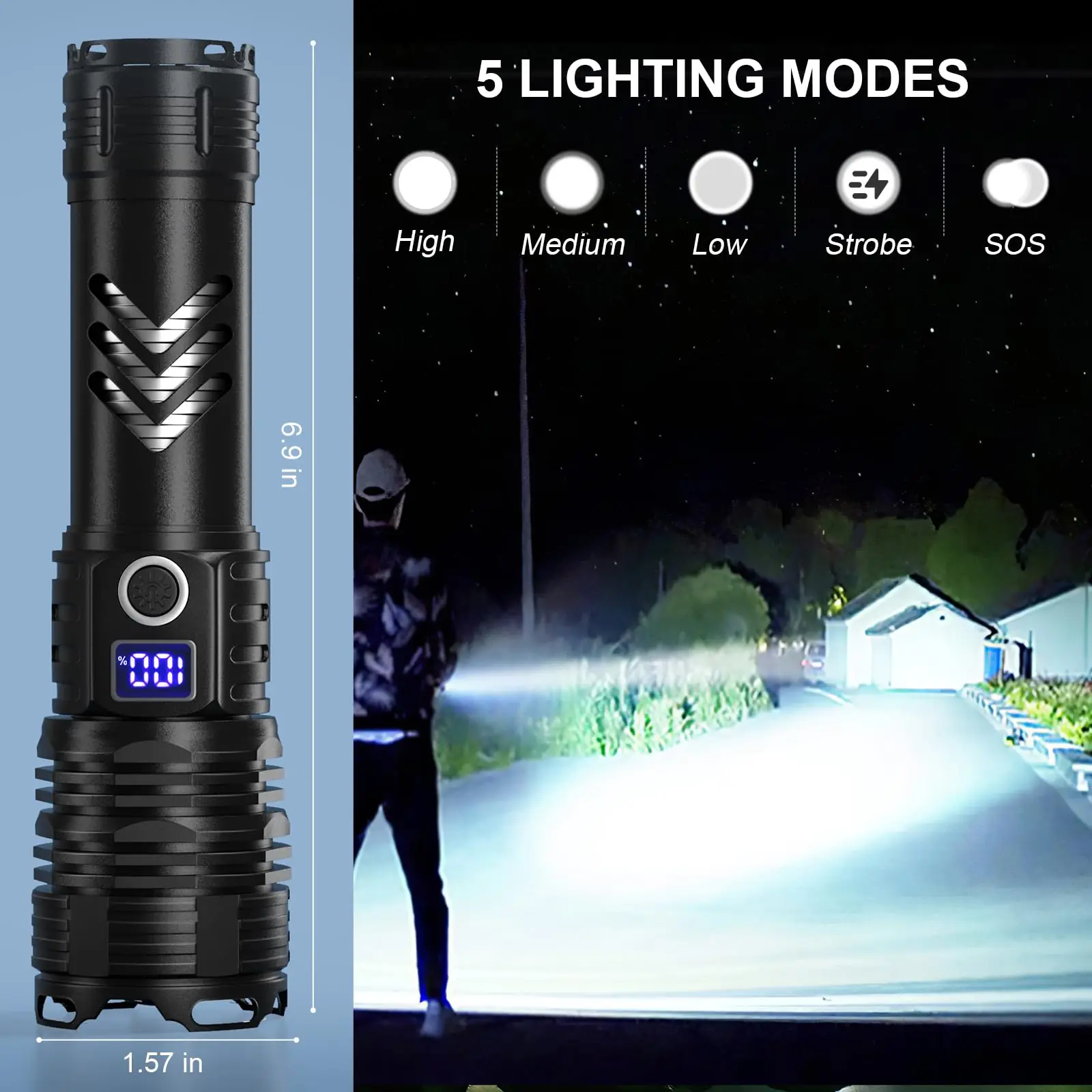 Flashlights High Lumens LED Rechargeable, 900,000 Lumen Brightest Flash Light, High Power USB Flashlight, Waterproof