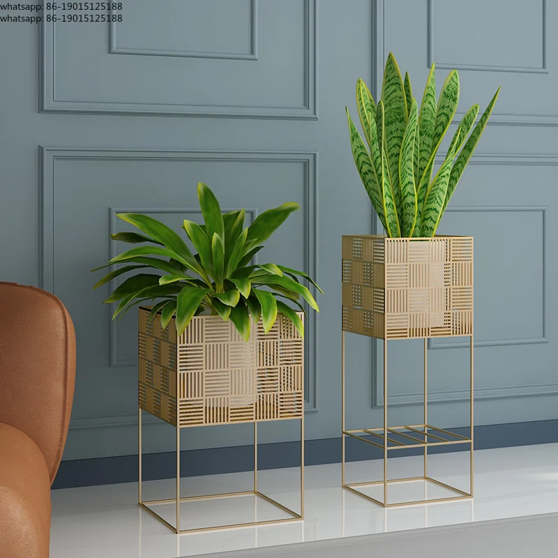 Nordic Iron Flower Stand  Square Grid Planters Plant Shelf for Living Room Balcony Modern Display Rack for Potted Plants  Decor