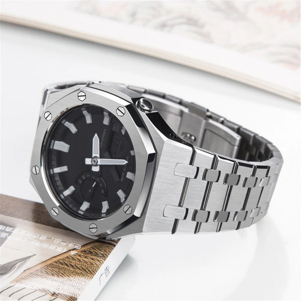 For Casio G-SHOCK GA2100 Metal Case Strap Mod Kit GA-2100 GA2110 GAB2100 Modification Upgrade Stainless Steel Watch Band Bezel