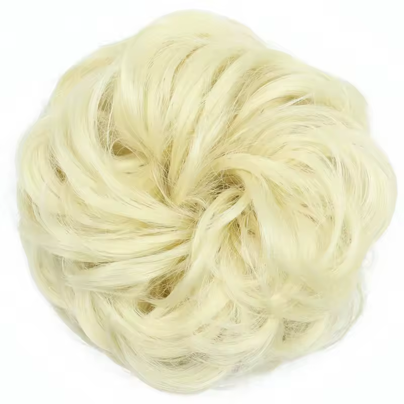 Azqueen Synthetic Messy Bun Chignon Donut Gary Brown Color Hair Bun Pad Elastic Hair Rope Rubber Band Hair Extensions - Image 26