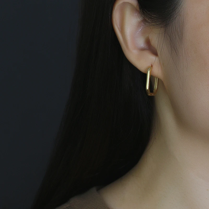 WANTME 925 فضة الحد الأدنى بيان مربع هوجيز هوب أقراط للنساء الرجال موضة الفرنسية ثقب مجوهرات الحفلات #4