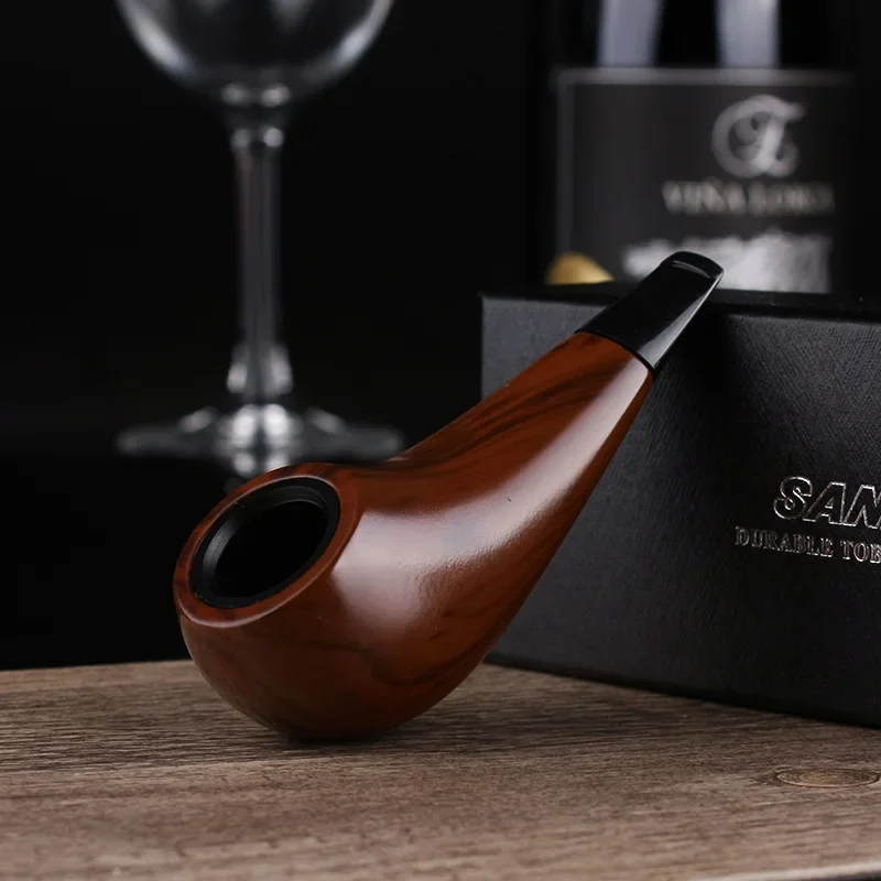 

Vintage Pipe Classic Nostalgic Short Pipe Tobacco Bucket Rubber Wood Straight Pipe Circulation Filter Pipe Cigarette Accessories