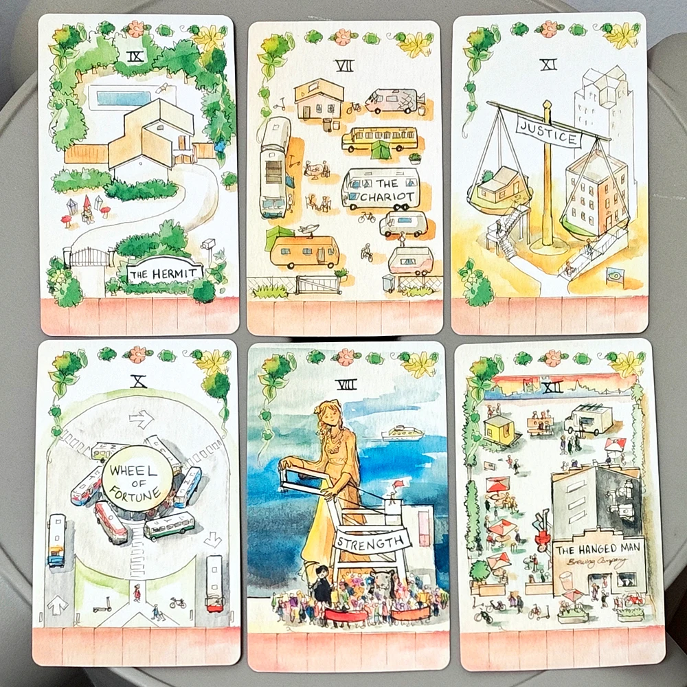 10.3*6cm The Housing Tarot Deck – 78 Unique Watercolor Architecture & Community-Themed Tarot Cards Architectural & Urban Design