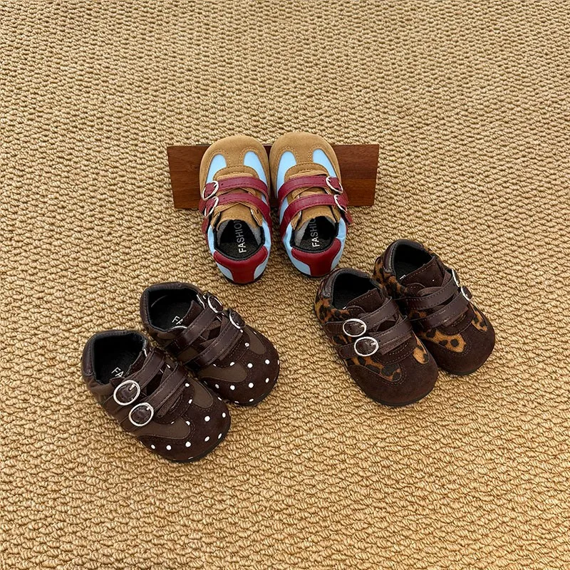 Baby Casual Shoes Sweet Double Hook&loop Toddler Walking Shoes Soft Bottom 2026 New Fashion Kids Flat Shoes Non-slip