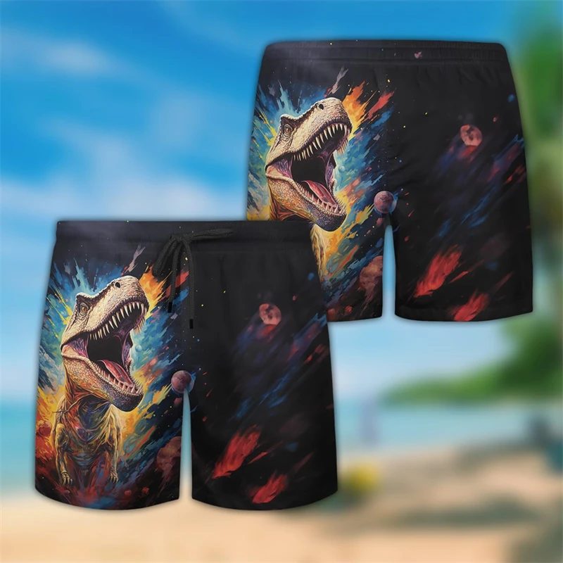 Lustige Dinosaurier 3d gedruckt Strand Shorts Hawaii kurze Hosen für Männer Kleidung Dino Tier Trunks Tyranno saurus Rex Boards horts