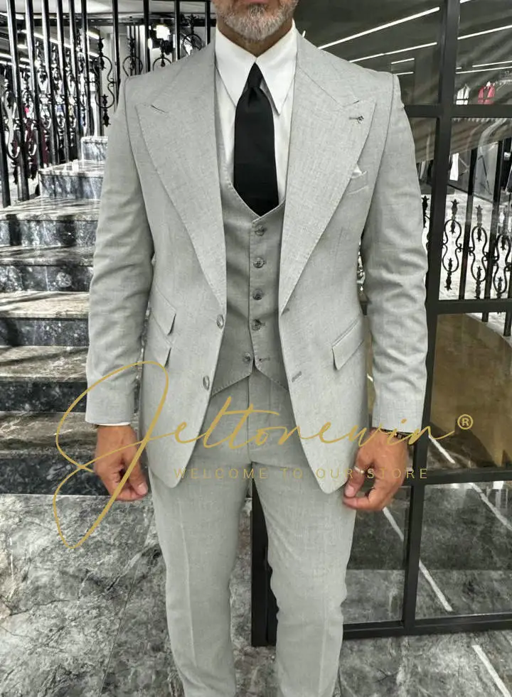 Wedding suit men Dress Slims Men\'s Business suit 3 pieces jacket + Pants + Vest Formal Suit tuxedo groom suit 2024