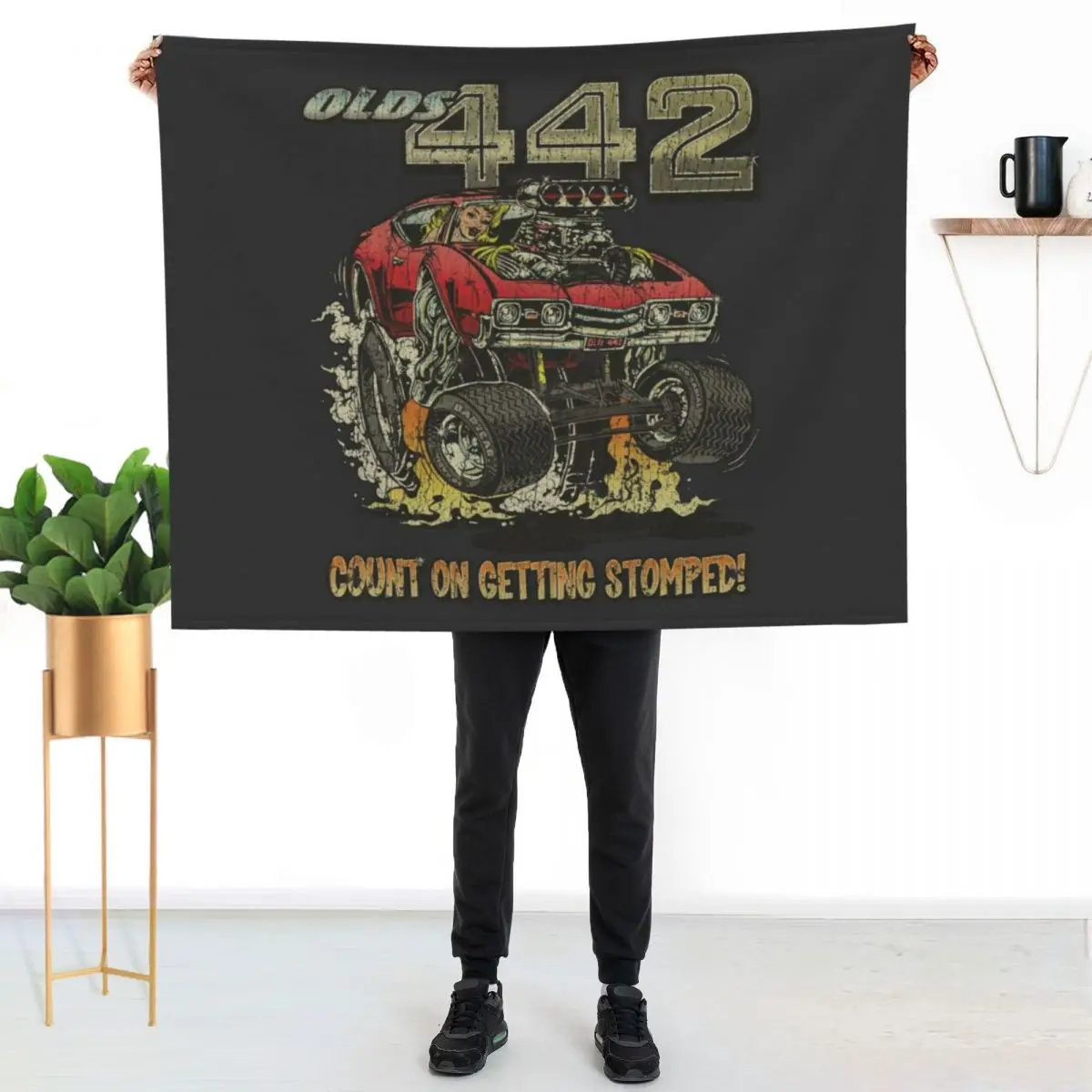 Olds 442 Count on Getting Stomped 1968 Throw Blanket Plaid Luxury St Vintage Single Thin Fashion Sofas Blankets